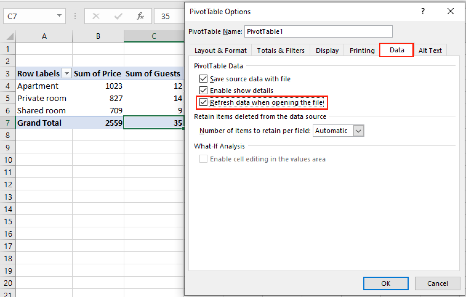 Auto-Update Excel Pivot Table Refresh Button Method